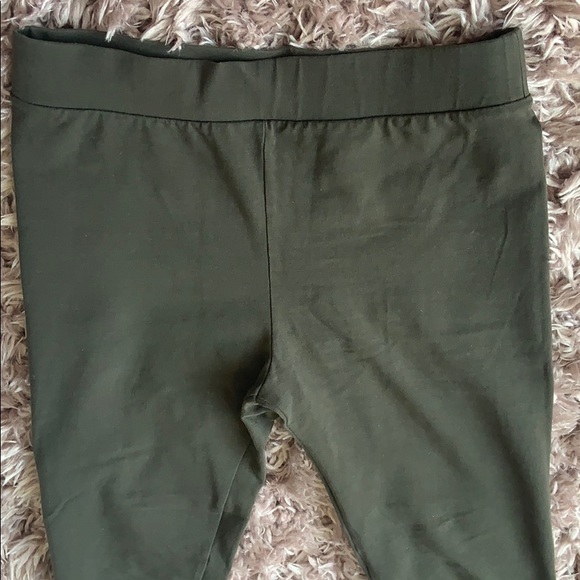 Olive Green Leggings with Ankle Zipper - Picture 4 of 5